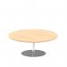 Italia 1200mm Round Coffee Table Maple Top 475mm High Silver Leg ITL0157