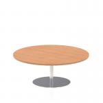 Italia 1200mm Round Coffee Table Oak Top 475mm High Silver Leg ITL0158