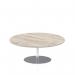 Italia 1200mm Round Coffee Table Grey Oak Top 475mm High Silver Leg ITL0159