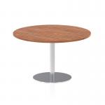 Italia 1200mm Poseur Round Table Walnut Top 720mm High Silver Leg ITL0161