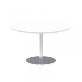 Italia 1200mm Poseur Round Table White Top 720mm High Silver Leg ITL0162