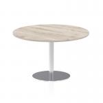 Italia 1200mm Poseur Round Table Grey Oak Top 720mm High Silver Leg ITL0165