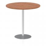 Italia 1200mm Poseur Round Table Walnut Top 1145mm High Silver Leg ITL0167