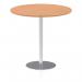 Italia 1200mm Poseur Round Table Oak Top 1145mm High Silver Leg ITL0170