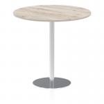 Italia 1200mm Poseur Round Table Grey Oak Top 1145mm High Silver Leg ITL0171