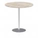 Italia 1200mm Poseur Round Table Grey Oak Top 1145mm High Silver Leg ITL0171