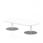 Italia 1800mm Boardroom Coffee Table White Top 475mm High Silver Leg ITL0174