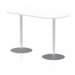 Italia 1800mm Poseur Boardroom Table White Top 1145mm High Silver Leg ITL0186