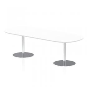 Italia 2400mm Poseur Boardroom Table White Top 720mm High Silver Leg ITL0198