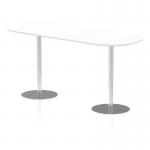 Italia 2400mm Poseur Boardroom Table White Top 1145mm High Silver Leg ITL0204