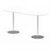 Italia 2400mm Poseur Boardroom Table White Top 1145mm High Silver Leg ITL0204