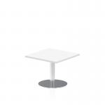 Italia 600mm Square Coffee Table White Top 475mm High Silver Leg ITL0210