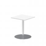 Italia 600mm Poseur Square Table White Top 720mm High Silver Leg ITL0216