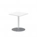 Italia 600mm Poseur Square Table White Top 720mm High Silver Leg ITL0216