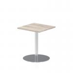 Italia 600mm Poseur Square Table Grey Oak Top 720mm High Silver Leg ITL0219