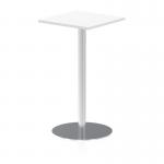 Italia 600mm Poseur Square Table White Top 1145mm High Silver Leg ITL0222