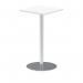 Italia 600mm Poseur Square Table White Top 1145mm High Silver Leg ITL0222