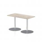 Italia 1200 x 600mm Poseur Rectangular Table Grey Oak Top 720mm High Silver Leg ITL0237