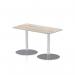 Italia 1200 x 600mm Poseur Rectangular Table Grey Oak Top 720mm High Silver Leg ITL0237