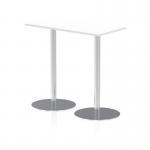 Italia 1200 x 600mm Poseur Rectangular Table White Top 1145mm High Silver Leg ITL0240