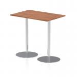 Italia 1200 x 800mm Poseur Rectangular Table Walnut Top 1145mm High Silver Leg ITL0257