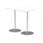 Italia 1200 x 800mm Poseur Rectangular Table White Top 1145mm High Silver Leg ITL0258