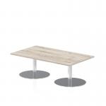 Italia 1400 x 800mm Rectangular Coffee Table Grey Oak Top 475mm High Silver Leg ITL0267