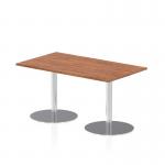 Italia 1400 x 800mm Poseur Rectangular Table Walnut Top 720mm High Silver Leg ITL0269