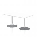 Italia 1400 x 800mm Poseur Rectangular Table White Top 720mm High Silver Leg ITL0270