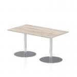 Italia 1400 x 800mm Poseur Rectangular Table Grey Oak Top 720mm High Silver Leg ITL0273