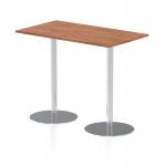 Italia 1400 x 800mm Poseur Rectangular Table Walnut Top 1145mm High Silver Leg ITL0275