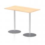 Italia 1400 x 800mm Poseur Rectangular Table Maple Top 1145mm High Silver Leg ITL0277