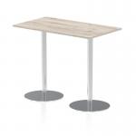 Italia 1400 x 800mm Poseur Rectangular Table Grey Oak Top 1145mm High Silver Leg ITL0279