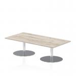 Italia 1600 x 800mm Rectangular Coffee Table Grey Oak Top 475mm High Silver Leg ITL0285