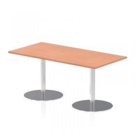 Italia 1600 x 800mm Poseur Rectangular Table Beech Top 720mm High Silver Leg ITL0286