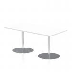 Italia 1600 x 800mm Poseur Rectangular Table White Top 720mm High Silver Leg ITL0288