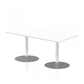 Italia 1600 x 800mm Poseur Rectangular Table White Top 720mm High Silver Leg ITL0288