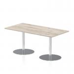 Italia 1600 x 800mm Poseur Rectangular Table Grey Oak Top 720mm High Silver Leg ITL0291