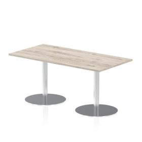 Italia 1600 x 800mm Poseur Rectangular Table Grey Oak Top 720mm High Silver Leg ITL0291