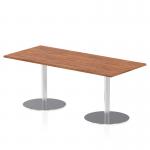 Italia 1800 x 800mm Poseur Rectangular Table Walnut Top 720mm High Silver Leg ITL0305