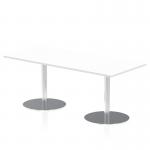 Italia 1800 x 800mm Poseur Rectangular Table White Top 720mm High Silver Leg ITL0306