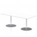 Italia 1800 x 800mm Poseur Rectangular Table White Top 720mm High Silver Leg ITL0306