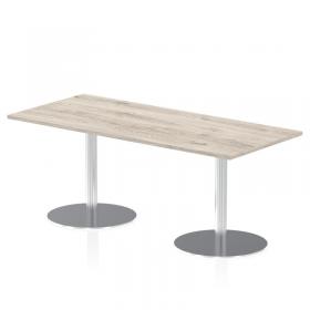 Italia 1800 x 800mm Poseur Rectangular Table Grey Oak Top 720mm High Silver Leg ITL0309