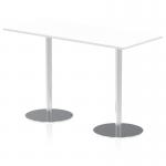 Italia 1800 x 800mm Poseur Rectangular Table White Top 1145mm High Silver Leg ITL0312