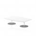 Italia 1800mm High Gloss Coffee Table White Top 475mm High Silver Leg ITL0317