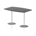 Italia 1800mm Poseur High Gloss Table Black Top 1145mm High Silver Leg ITL0320