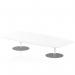 Italia 2400mm High Gloss Coffee Table White Top 475mm High Silver Leg ITL0323