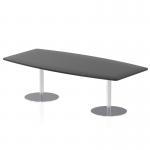 Italia 2400mm Poseur High Gloss Table Black Top 725mm High Silver Leg ITL0324