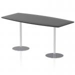 Italia 2400mm Poseur High Gloss Table Black Top 1145mm High Silver Leg ITL0326