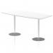 Italia 2400mm Poseur High Gloss Table White Top 1145mm High Silver Leg ITL0327